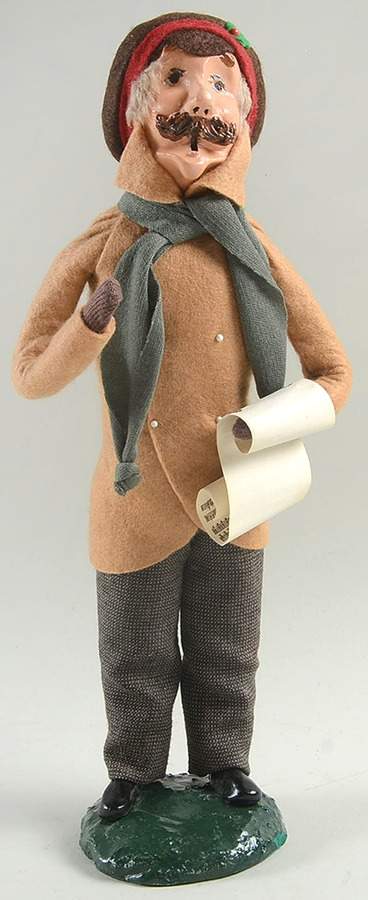 Traditional Assorted Carolers Mustache Man With Music-Tan Coat - No Box Nb1311 by Byers' Choice Ltd-1