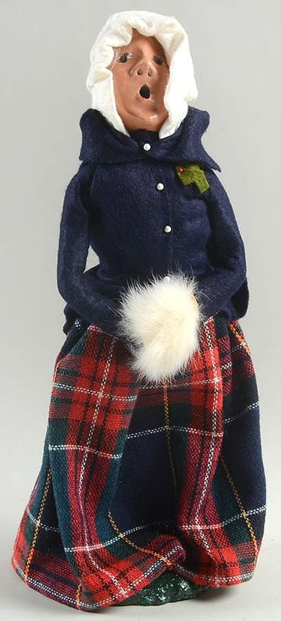 Traditional Assorted Carolers Woman Wth Muff-Blue Coat/Plaid Skirt - No Box Nb1295 by Byers' Choice Ltd-1