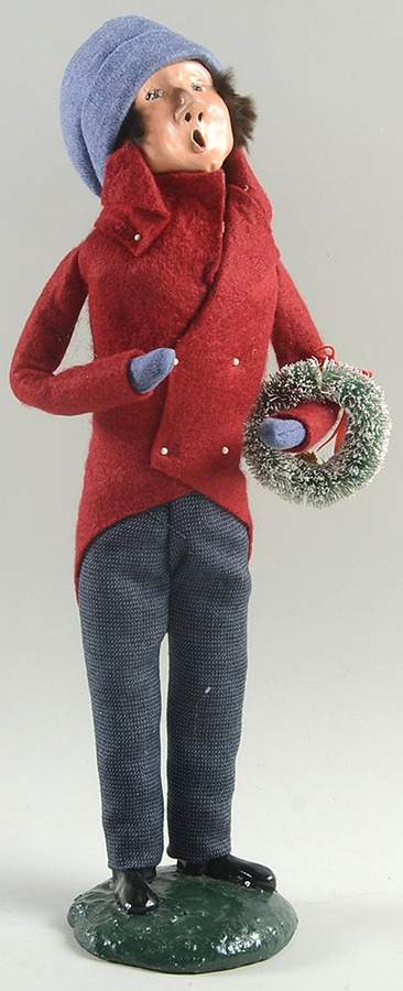 Traditional Assorted Carolers Man With Wreath-Red Coat - No Box Nb1293 by Byers' Choice Ltd-1