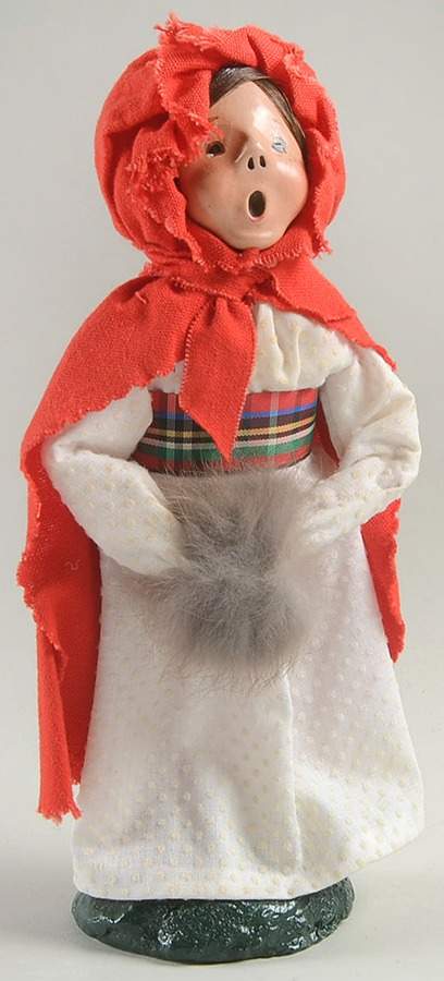 Traditional Assorted Carolers Girl With Muff-Red Cape - No Box Nb1289 by Byers' Choice Ltd-1