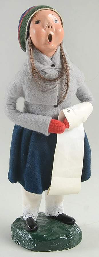Traditional Assorted Carolers Girl With Music-Grey Coat/Blue Skirt - No Box Nb1285 by Byers' Choice Ltd-1