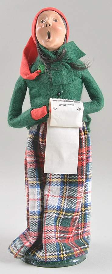 Traditional Assorted Carolers Woman W/Sheet Music-Red Plaid Skirt-Gree - No Box by Byers' Choice Ltd-1