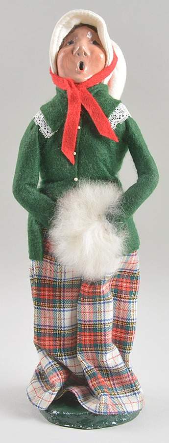 Traditional Assorted Carolers Woman With Muff-Red Plaid Skirt-Green To - No Box by Byers' Choice Ltd-1