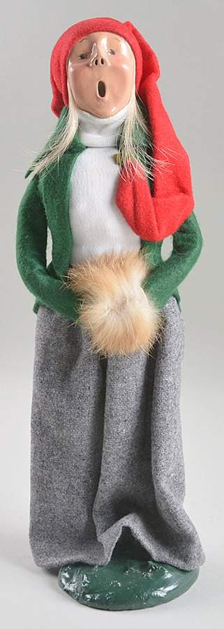 Traditional Assorted Carolers Woman With Muff-Grey Skirt-Red Stocking  - No Box by Byers' Choice Ltd-1