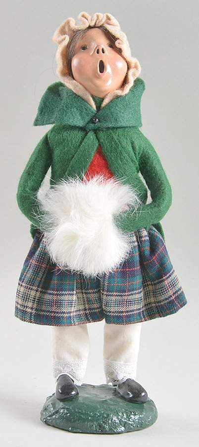 Traditional Assorted Carolers Girl With Muff-Green Coat - No Box by Byers' Choice Ltd-1