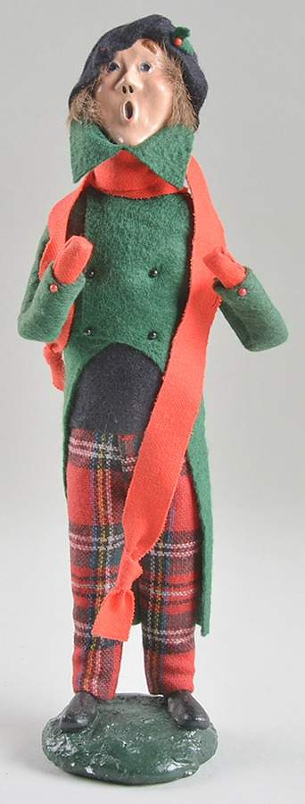 Traditional Assorted Carolers Man In Green-Red Plaid Pants Red Scarf - No Box by Byers' Choice Ltd-1