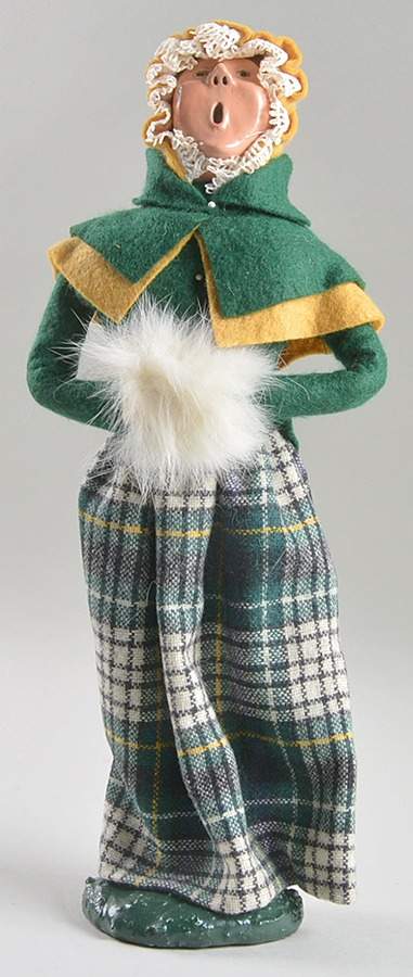 Traditional Assorted Carolers Woman With Muff-Green Coat Mustard Trim - No Box by Byers' Choice Ltd-1