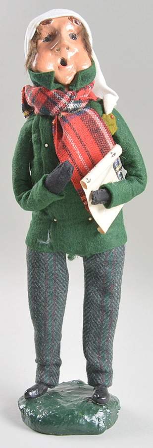 Traditional Assorted Carolers Man With Music-Green Coat White Cap - No Box by Byers' Choice Ltd-1
