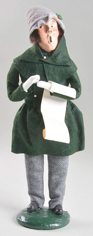 Traditional Assorted Carolers Man With Music-Green Coat-Grey Hat - No Box by Byers' Choice Ltd-1