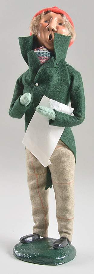 Traditional Assorted Carolers Man With Music-Green Coat - No Box by Byers' Choice Ltd-1