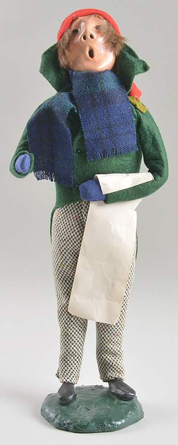 Traditional Assorted Carolers Man With Music-Green Coat-Blue Scarf - No Box by Byers' Choice Ltd-1
