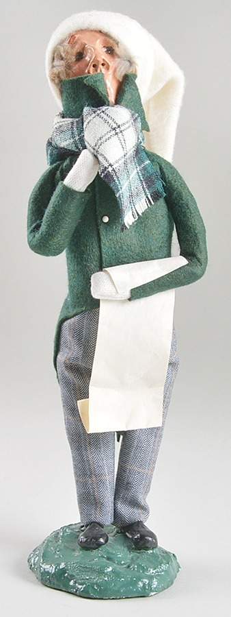 Traditional Assorted Carolers Man With Music-Green Coat-White Cap - No Box by Byers' Choice Ltd-1