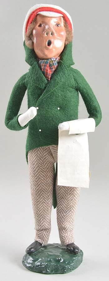Traditional Assorted Carolers Man With Music-Green Coat Tan Pants - No Box by Byers' Choice Ltd-1