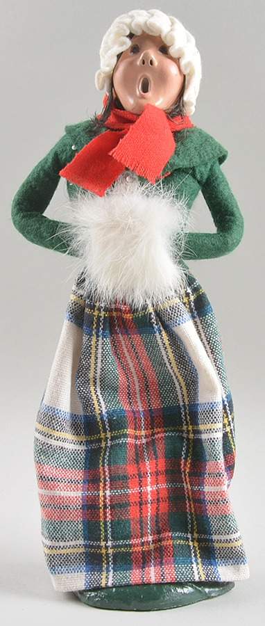 Traditional Assorted Carolers Woman With Muff-Green Top-Red Scarf - No Box by Byers' Choice Ltd-1
