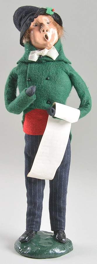 Traditional Assorted Carolers Man With Music-Green Coat Red Vest - No Box by Byers' Choice Ltd-1