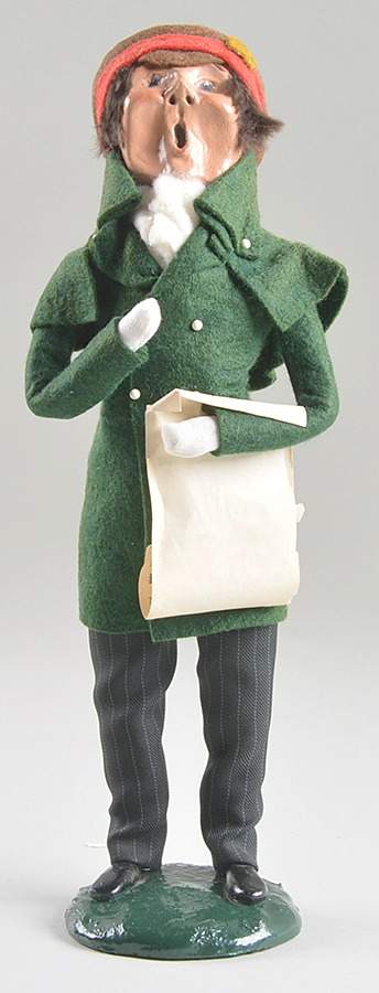 Traditional Assorted Carolers Man With Music-Green Coat-Brown Hat - No Box by Byers' Choice Ltd-1