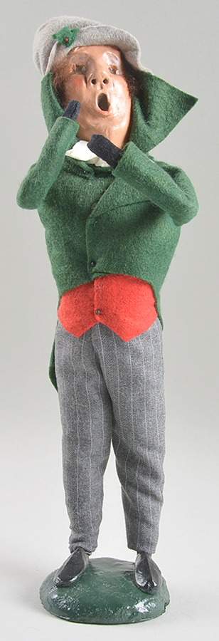 Traditional Assorted Carolers Man In Green Coat With Red Vest-Grey Hat - No Box by Byers' Choice Ltd-1