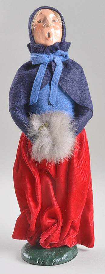 Traditional Assorted Carolers Woman With Muff Blue Coat Red Skirt - No Box Nb1305 by Byers' Choice Ltd-1