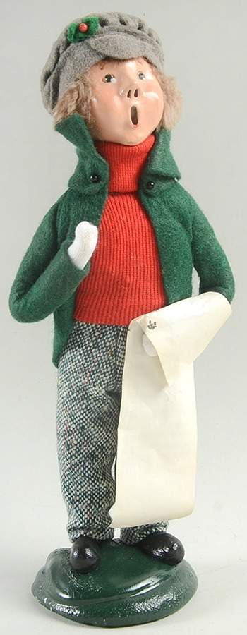 Traditional Assorted Carolers Boy With Music-Green Coat-Red Sweater - No Box by Byers' Choice Ltd-1