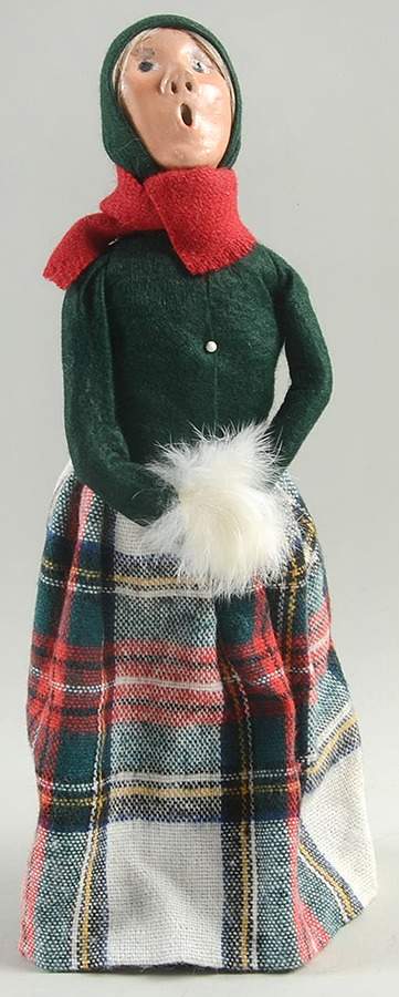 Traditional Assorted Carolers Grandmother With Muff-Green Coat Red Sca - No Box by Byers' Choice Ltd-1