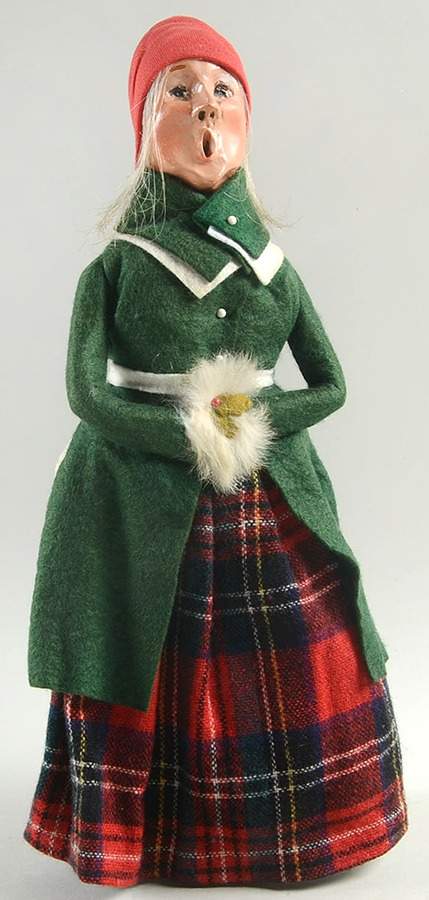 Traditional Assorted Carolers Woman With Muff-Green Coat-Red Hat - No Box by Byers' Choice Ltd-1