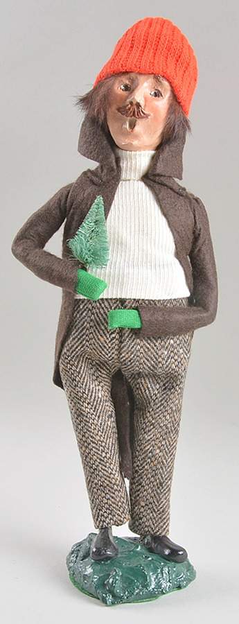 Traditional Assorted Carolers Man With Tree-Brown Coat/Red Hat - Nb1347, No Box by Byers' Choice Ltd-1