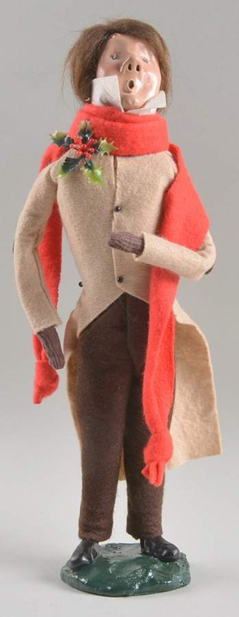 Traditional Assorted Carolers Man With Tan Coat/Red Scarf - Nb1346, No Box by Byers' Choice Ltd-1