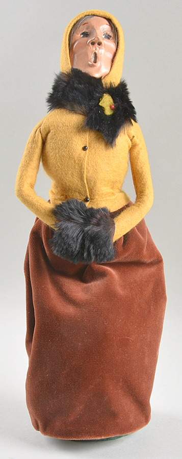 Traditional Assorted Carolers Woman With Black Muff-Yellow/Red Skirt - Nb1340, No Box by Byers' Choice Ltd-1