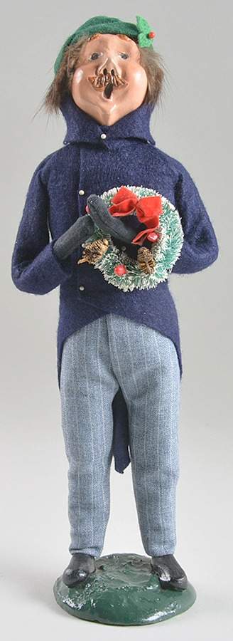 Traditional Assorted Carolers Mustache Man With Wreath-Blue - No Box Nb1334 by Byers' Choice Ltd-1
