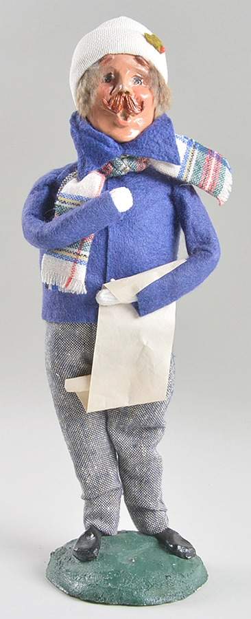 Traditional Assorted Carolers Mustache Man With Music-Blue Coat/Plaid - No Box Nb1330 by Byers' Choice Ltd-1