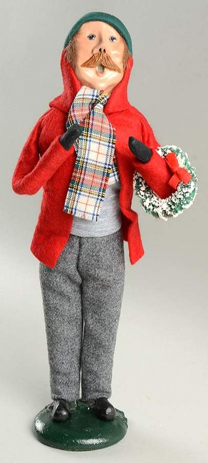 Traditional Assorted Carolers Man With Wreath-Red Coat - Nb1367, No Box by Byers' Choice Ltd-1