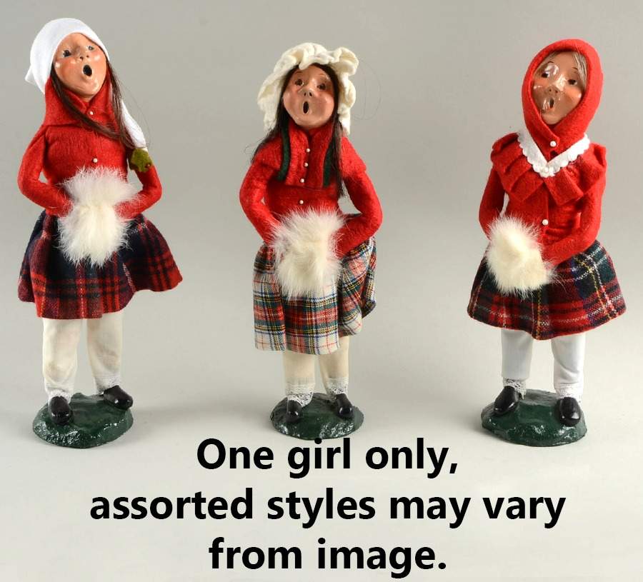 Traditional Assorted Carolers Girl With Muff-Red Coat - No Box Nb1256 by Byers' Choice Ltd-1