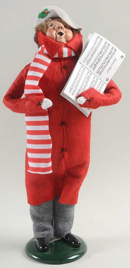 Traditional Assorted Carolers Man With Song Book-Red Coat - Nb1397, No Box by Byers' Choice Ltd-1