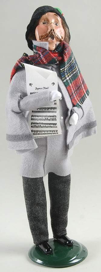 Traditional Assorted Carolers Mustache Man With Music-Grey Coat - Nb1388, No Box by Byers' Choice Ltd-1