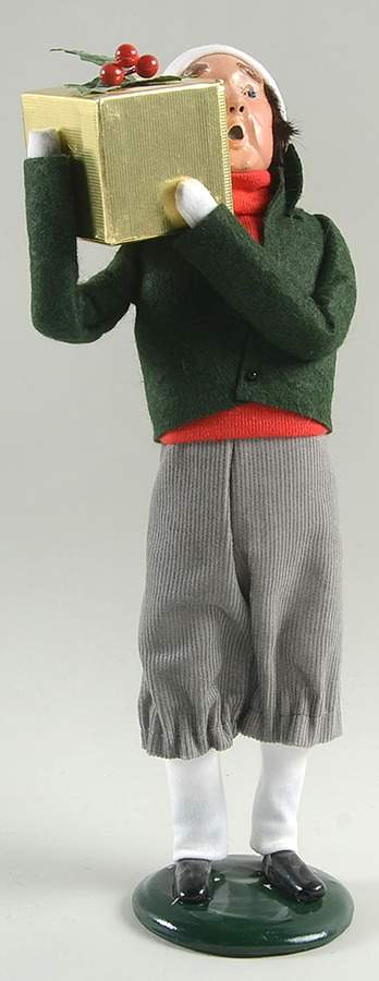 Traditional Assorted Carolers Man With Gift-Green Coat - Nb1375, No Box by Byers' Choice Ltd-1