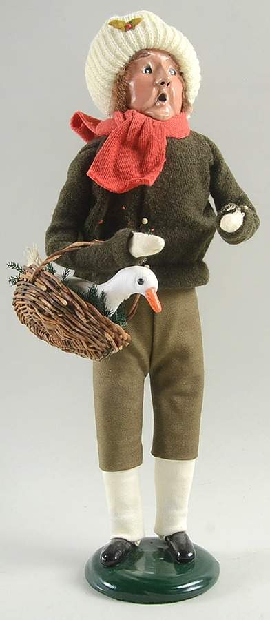 Traditional Assorted Carolers Man With Goose In Basket-Brown Coat - Nb1374, No Box by Byers' Choice Ltd-1