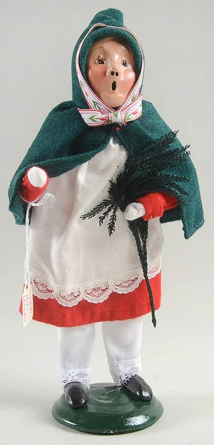 Traditional Assorted Carolers Girl With Greenery-Green Cape - Nb1373, No Box by Byers' Choice Ltd-1