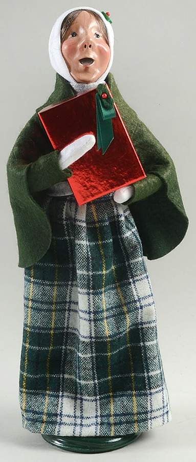 Traditional Assorted Carolers Woman With Gift-Green Cape - 1372, No Box by Byers' Choice Ltd-1