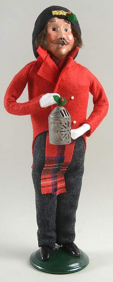 Traditional Assorted Carolers Mustache Man With Lantern-Red Coat - Nb1369, No Box by Byers' Choice Ltd-1