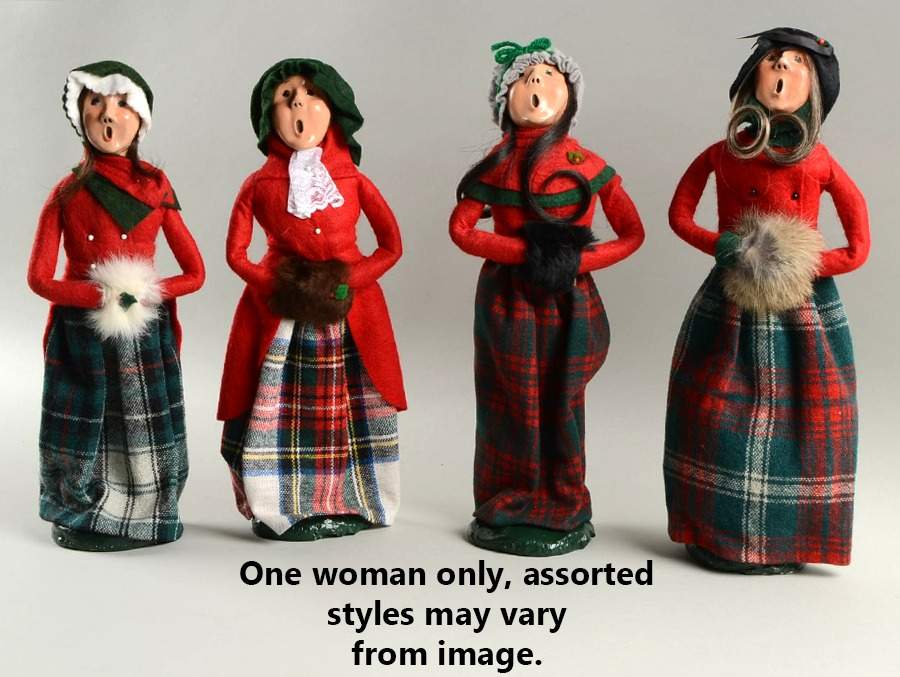 Traditional Assorted Carolers Woman With Muff-Red Plaid Skirt - No Box by Byers' Choice Ltd-1