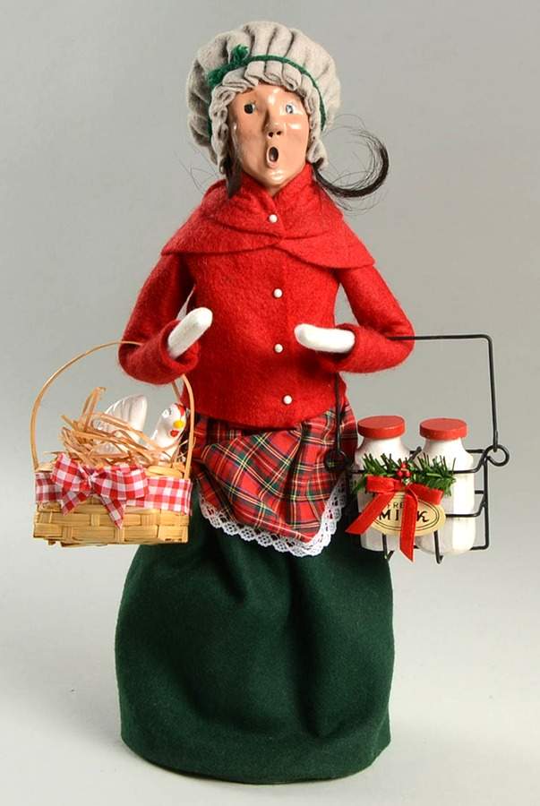 Traditional Assorted Carolers Woman With Chicken And Milk-Red Coat - No Box Nb1440 by Byers' Choice Ltd-1