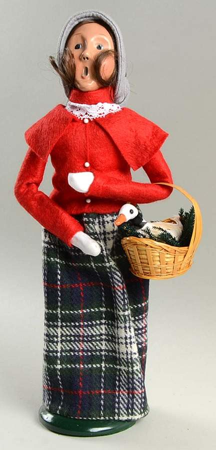 Traditional Assorted Carolers Woman With Goose In Basket-Red Coat - No Box Nb1439 by Byers' Choice Ltd-1