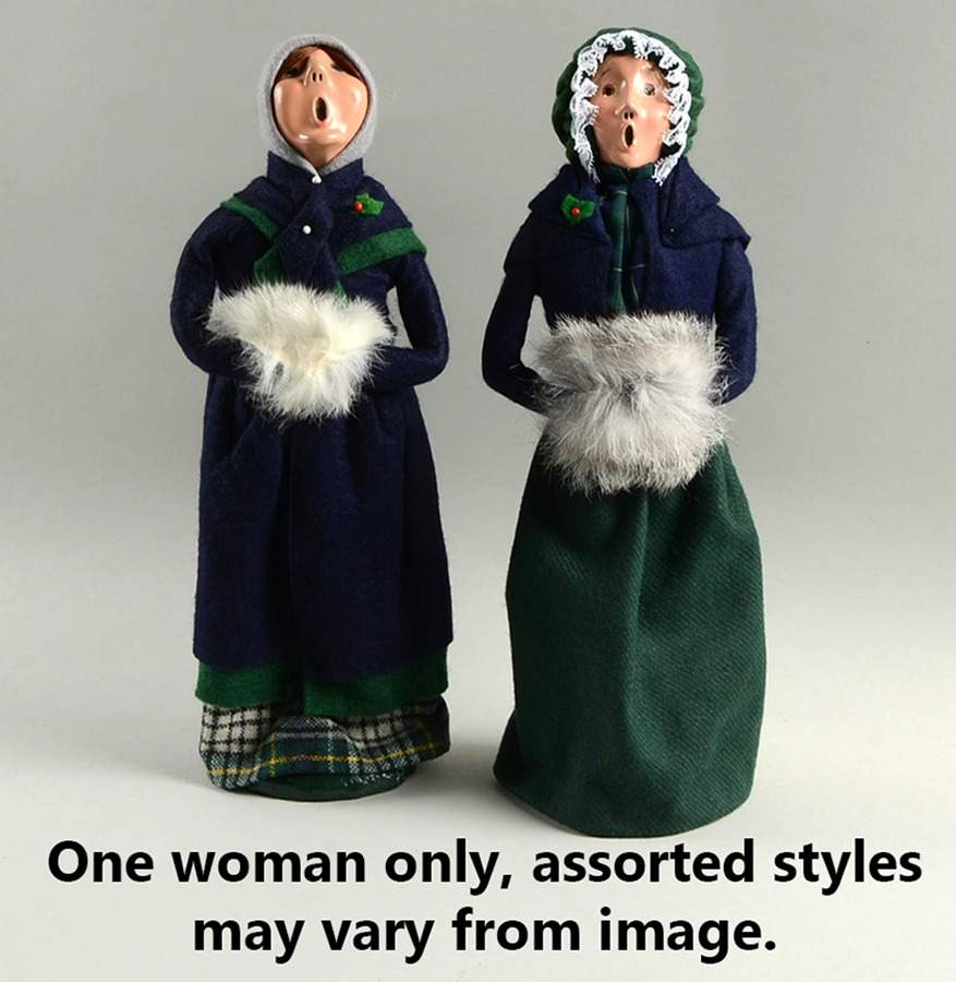 Traditional Assorted Carolers Woman With Muff-Blue Coat/Green Skirt - No Box Nb1421 by Byers' Choice Ltd-1