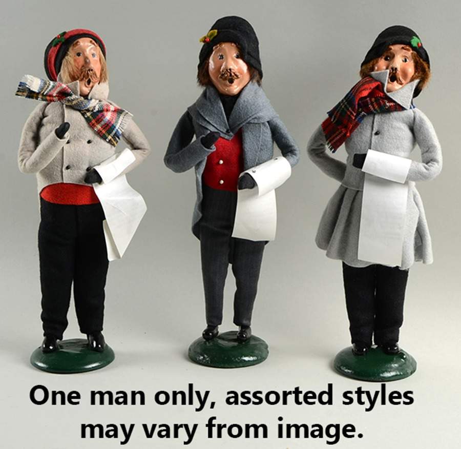 Traditional Assorted Carolers Mustache Man With Music-Grey Coat - Nb1386, No Box by Byers' Choice Ltd-1