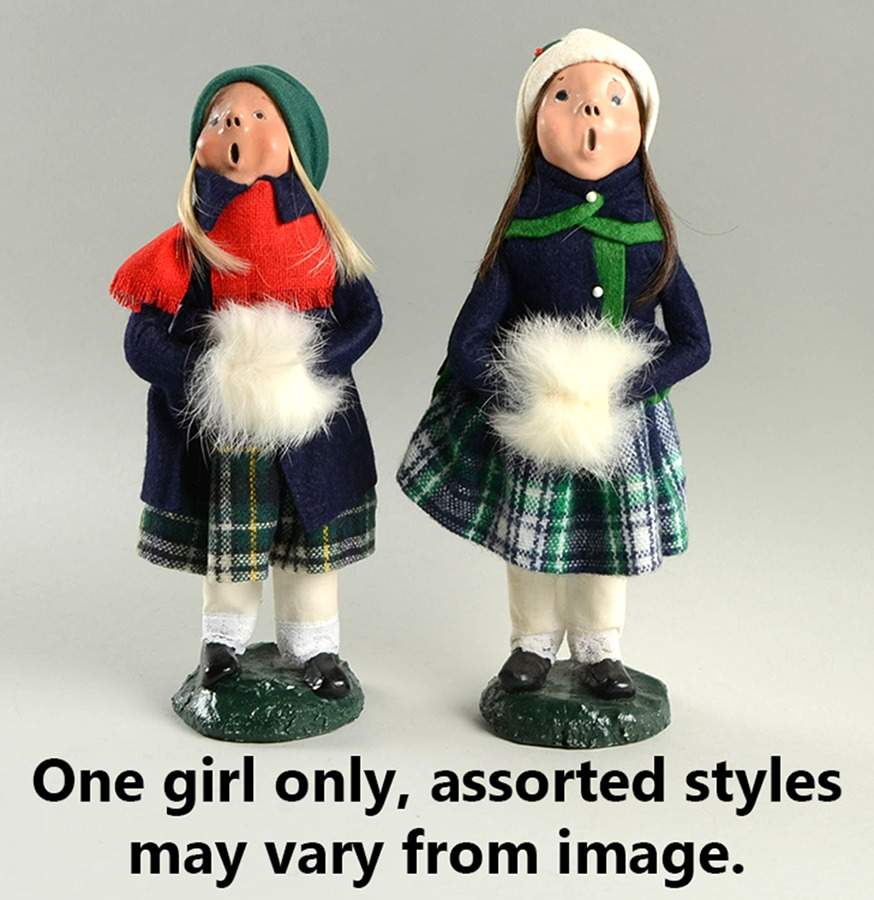 Traditional Assorted Carolers Girl With Muff-Blue Coat Red Skirt - No Box Nb1272 by Byers' Choice Ltd-1