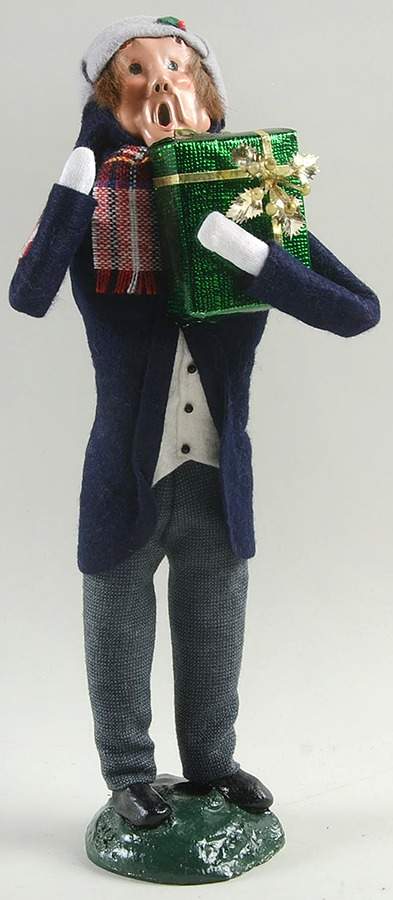 Traditional Assorted Carolers Man With Gift Box-Blue Coat - No Box Nb1432 by Byers' Choice Ltd-1