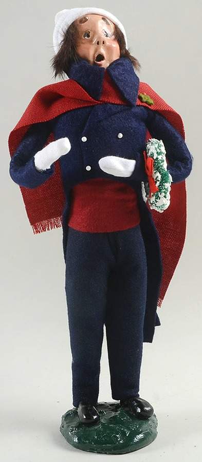 Traditional Assorted Carolers Man With Wreath-Blue Coat - No Box Nb1430 by Byers' Choice Ltd-1