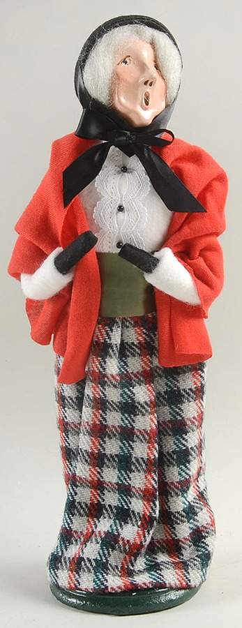 Traditional Assorted Carolers Grandmother With Red Shawl & Plaid Skirt - No Box Nb1424 by Byers' Choice Ltd-1