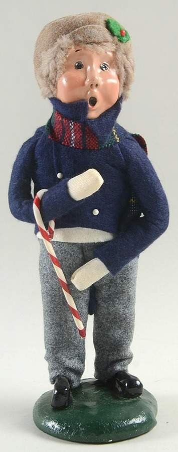 Traditional Assorted Carolers Boy With Candy Cane-Blue Coat - No Box Nb1417 by Byers' Choice Ltd-1