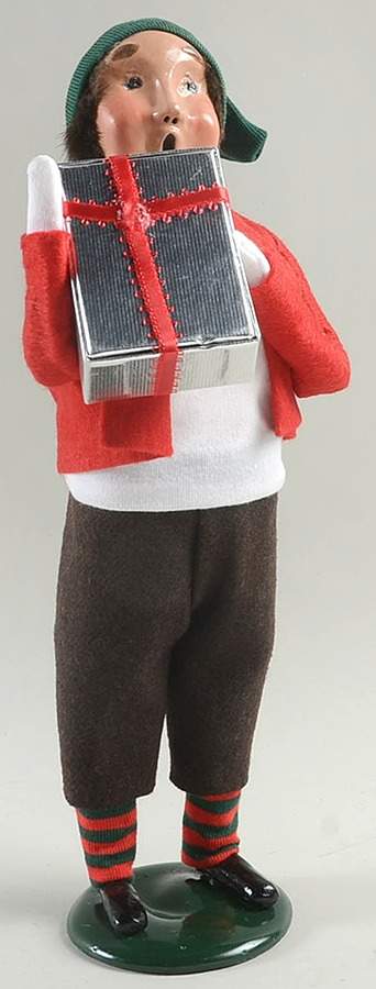 Traditional Assorted Carolers Teen Boy With Gift-Red Coat - No Box by Byers' Choice Ltd-1